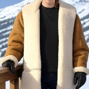 Ralph Lauren Shearling Lambskin Suede Swing Coat Vintage 80's Rare